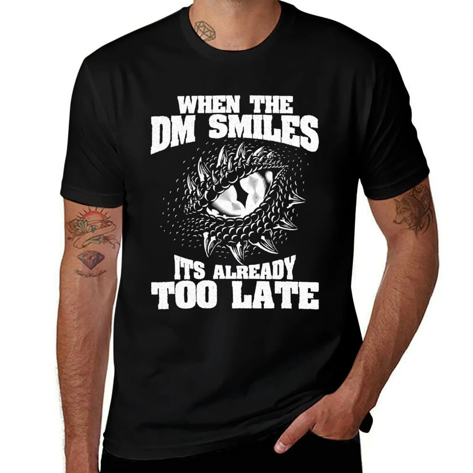 

When The DM Smiles Funny Dungeon Eye RPG Dice Dragon Gift T-Shirt Soft Anti-Shrink Cotton Tee