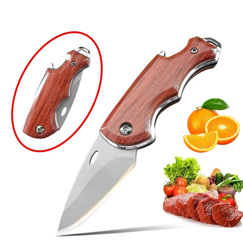 Stainless steel folding kitchen knife portable pocket knife forged butcher with bone and meat fruit fish barbecue plastic handle