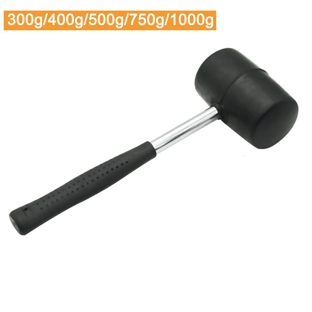 Black Rubber Hammer Non-Elastic Tile Hammer With Round Head And Non-Slip Wood Steel Handle Small DIY Hand Tool