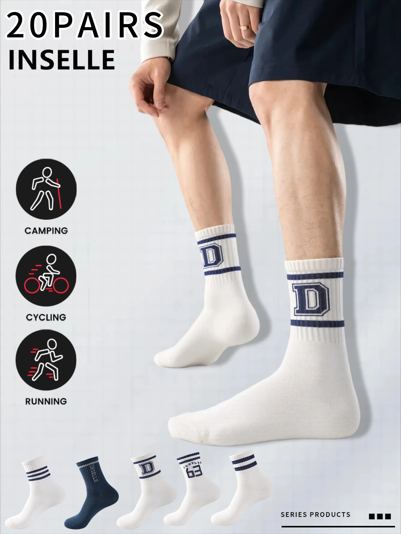 

Men's Mid-Calf Cotton Socks 2025 Spring Sport Absorb Sweat Odor Control Winter White Socks Comfortable Breathable Men Footwear