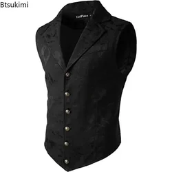 2026 Men's Fashion Jacket Suit Vest Steampunk Gothic Waistcoat Men's Casual Vest Stage Performance Costume Evening Party Vests