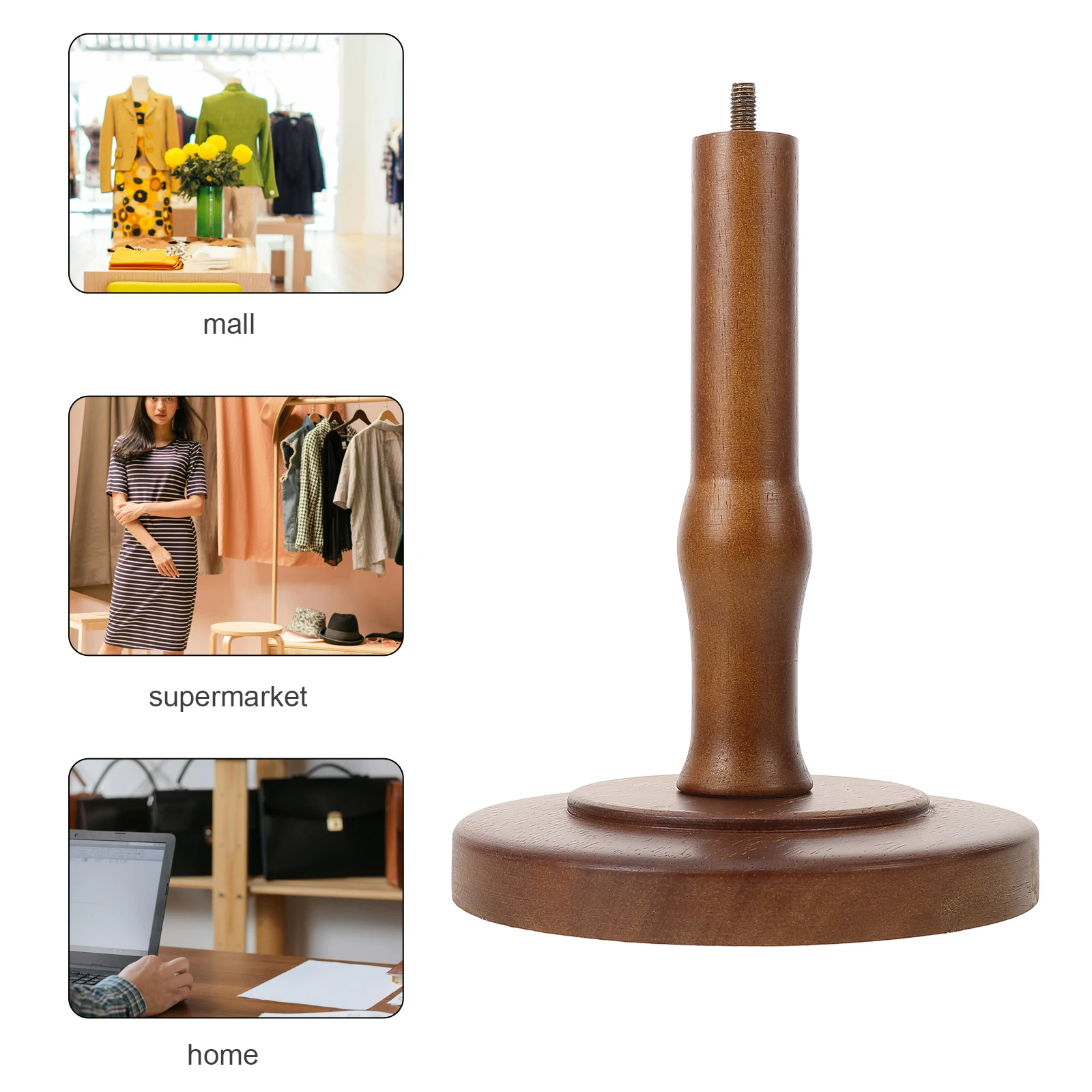 

Wooden Mannequin Base for Whole Body Display Dark Brown Support Stable DIY Head Stand Solid Wood Craft Family Decor Art