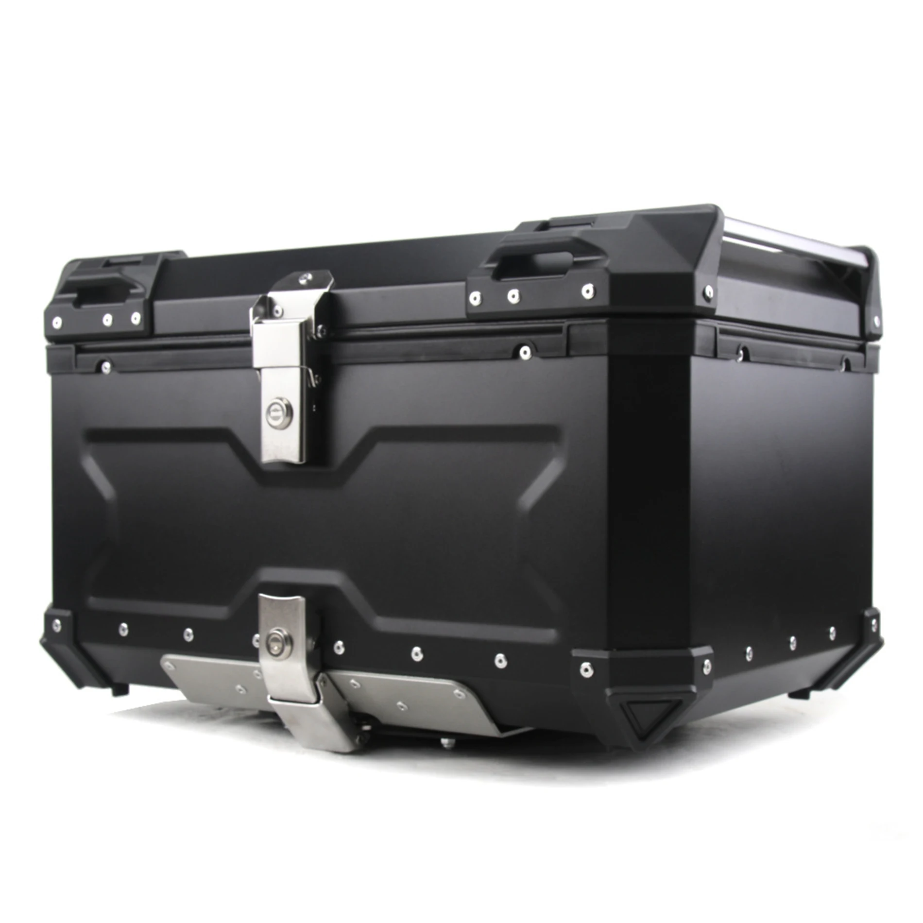 

55L Motorcycle Tail Box Aluminum Black/Silver With Linier Larger Motorcycle Trunk