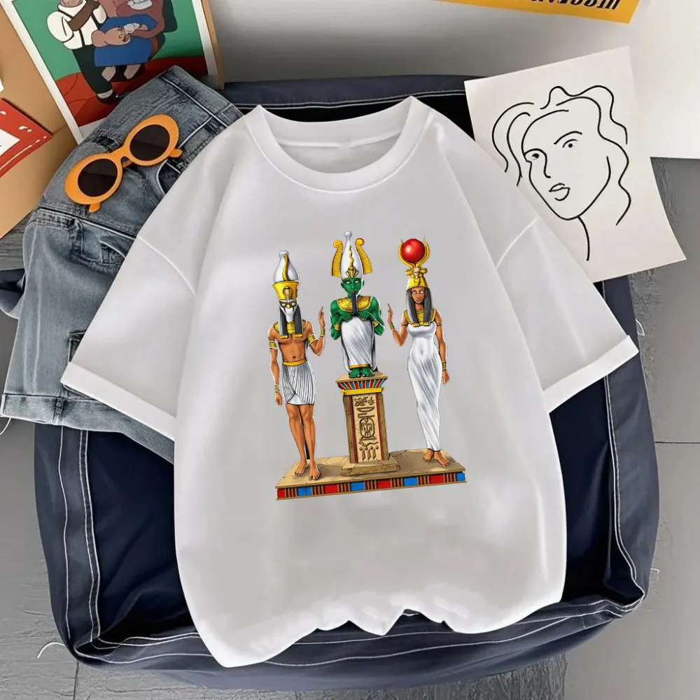 Egyptian Trinity T-Shirt Ancient Egyptian Mythology Tees Goddess Isis Shirt God Horus Osiris Tops Hieroglyphs Clothes