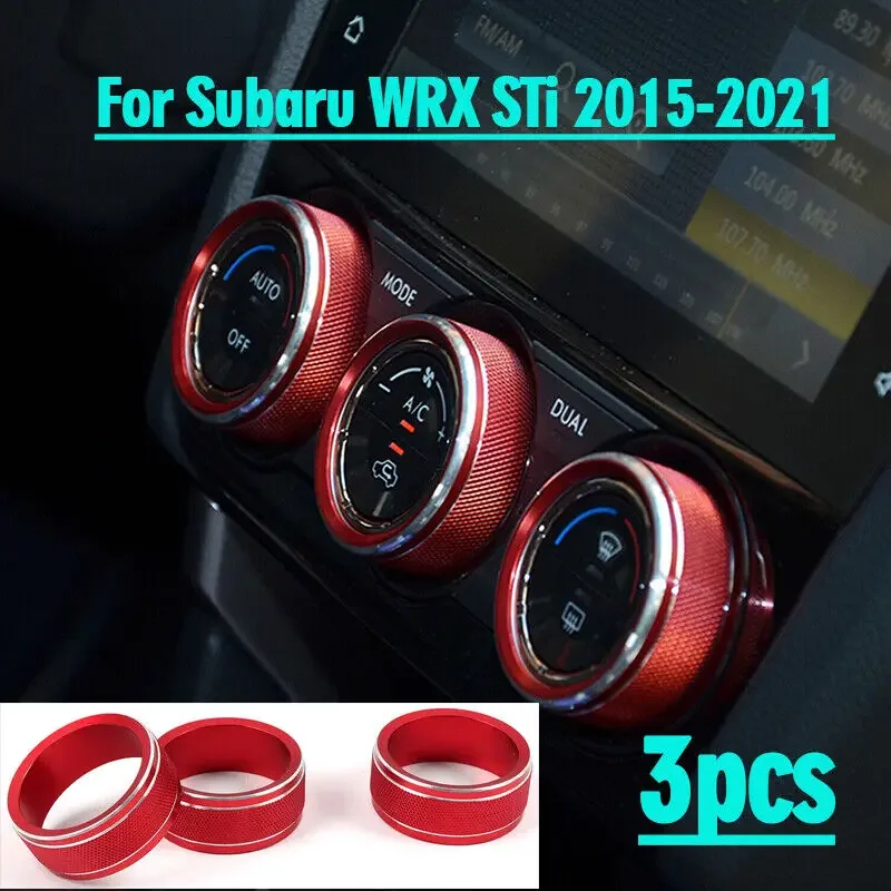 for Subaru WRX STi 2015-2021 Aluminum Red Air Condition Control Knob Cover Trim