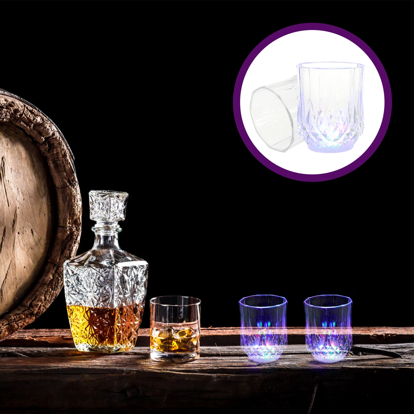 

2 pcs Led Light Up Premium Plastic Beverage Holder Creative Drinking For Whiskey Wine Party Decorative Glowing Whisky