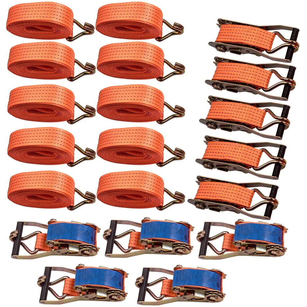 

10x 6m Heavy Duty Car Tow Rope Strap Belt High Strength Nylon Strap with Strong Metal Hook Towing Cable for Trailer