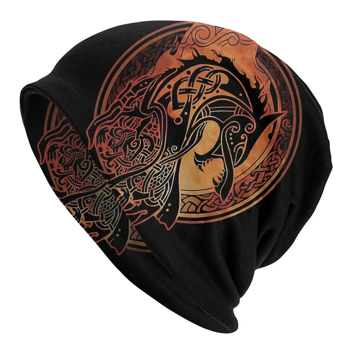 Black Fenrir Wolf Thin Skullies Beanies Outdoor Caps For Men Women Viking Ski Caps Bonnet Hats