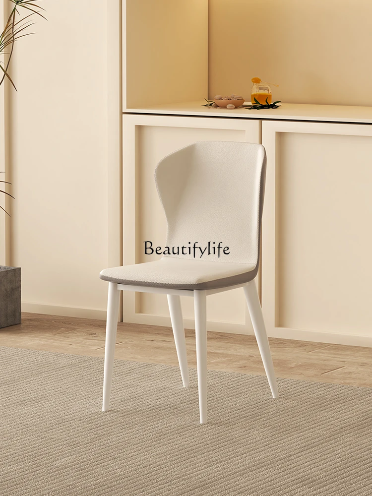 

Modern Minimalist Dressing Stool Light Luxury Leather Dining Chair Nordic Cream Style Dining Chair with Backrest Minimalist