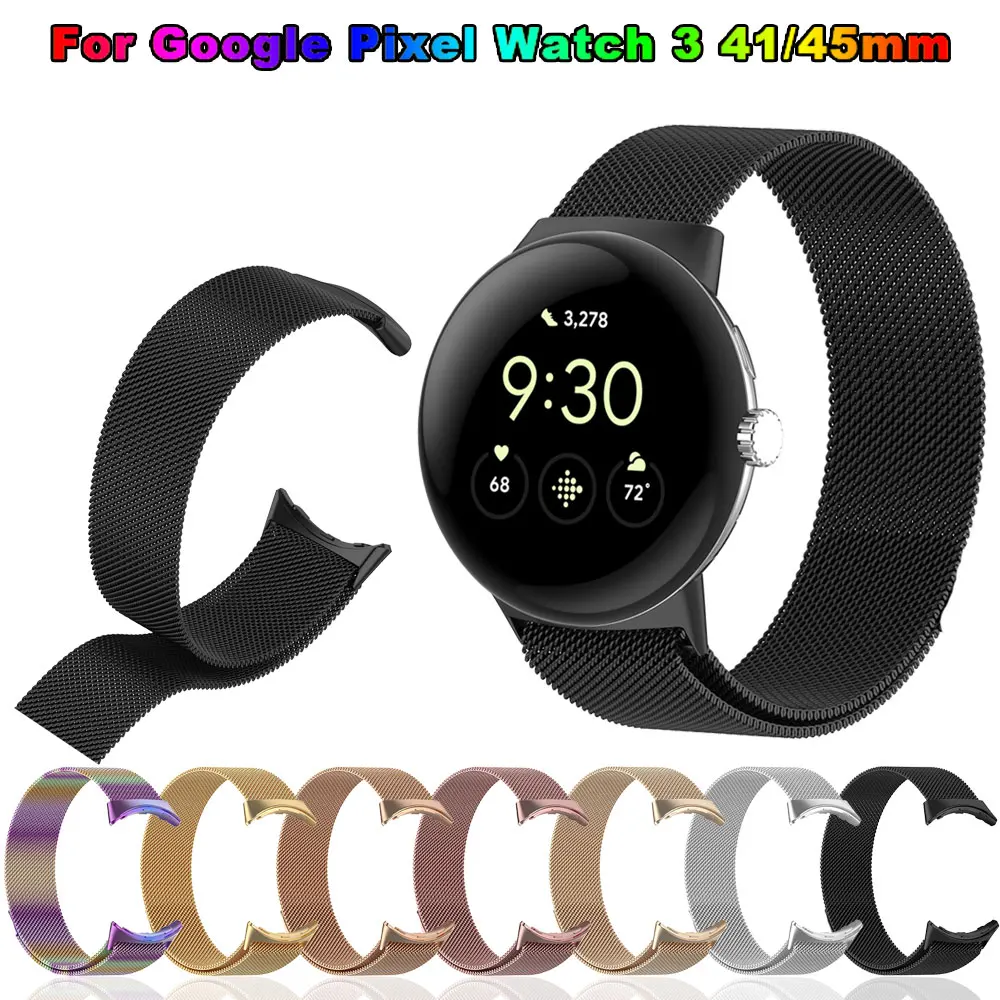 

Миланский ремешок для часов с петлей для Google Pixel Watch 3, 41 мм, 45 мм, Watch3, магнитный ремешок, браслет, металлический ремешок из нержавеющей стали