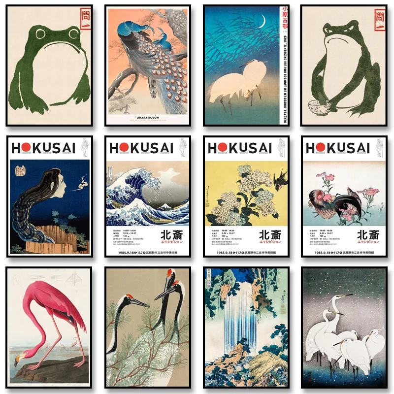Japanese Art Landscape Poster Vintage Abstract Canvas Painting Grumpy Toad Print Retro Wall Art Picture for Room Home Decoration