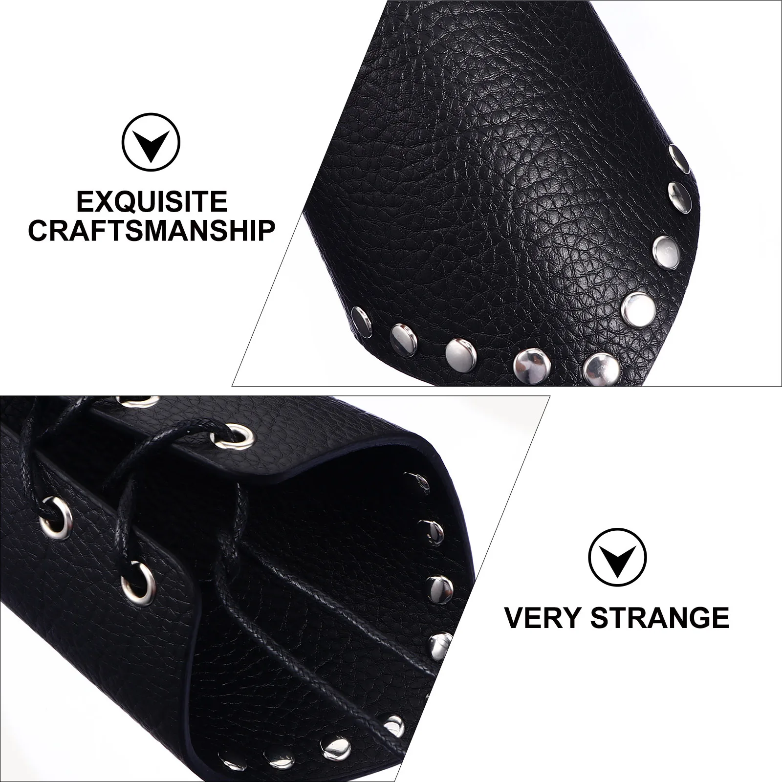 

1 Pair Pu Bracers Men Women Arm Guards With Metal Rivets Adjustable Wrist Armor Cosplay Costume Party Sturdy