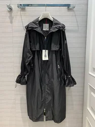 Hoge Kwaliteit Zomer Dames Trenchcoat Lange Capuchon Zonnebrandjas Monclair Licht Dunne Jas Winddicht Waterdicht Windjack