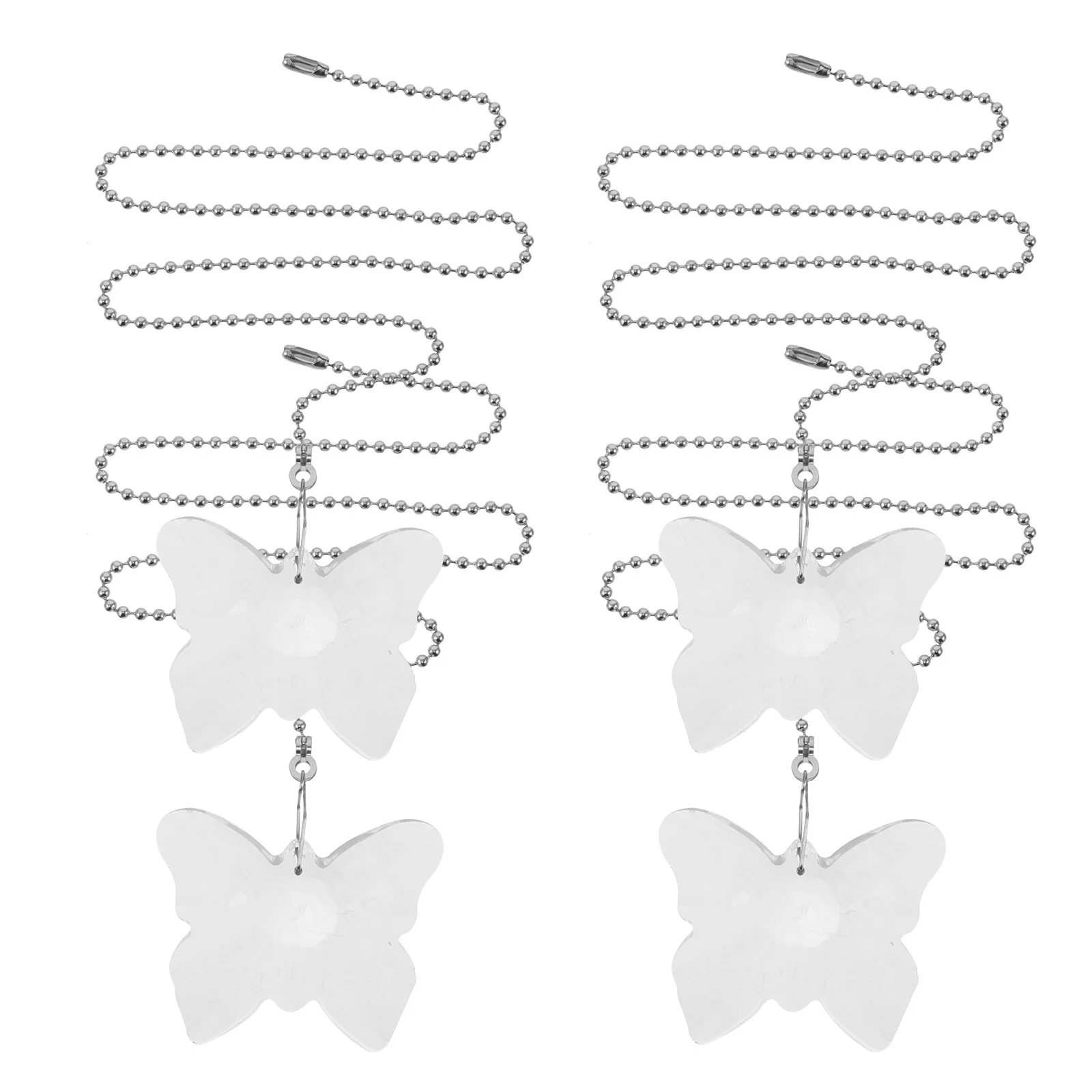 

4Pcs Crystal Ceiling Fan Pull Chain Decorative Butterfly Pendant Sun Catcher Extension for Ceiling Light Pulls