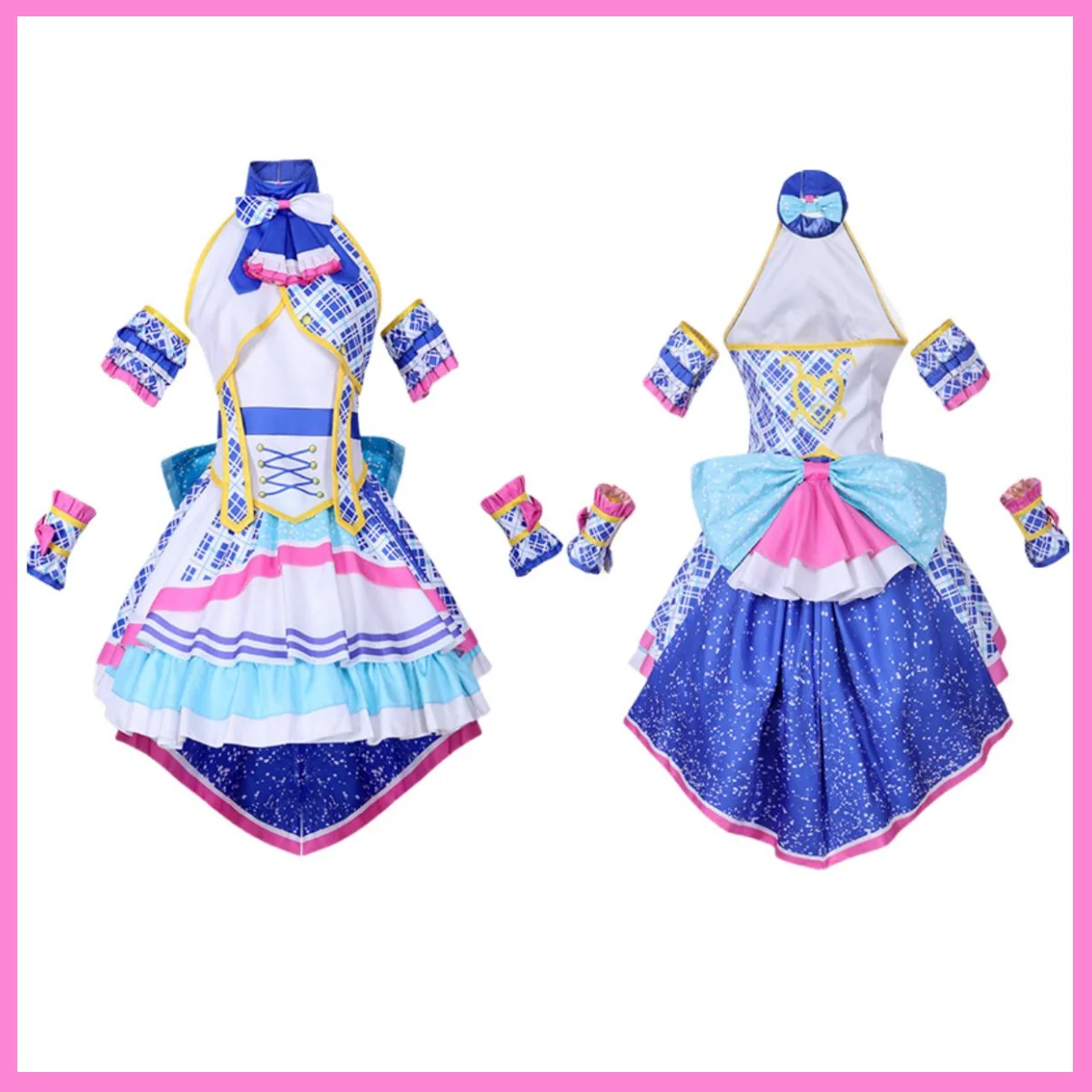 Anime Pripara Manaka Laala Cosplay Costume SoLaMi SMILE Wig Blue White Color Dress Lolita Skirt Woman Sexy Lovely Christmas Suit