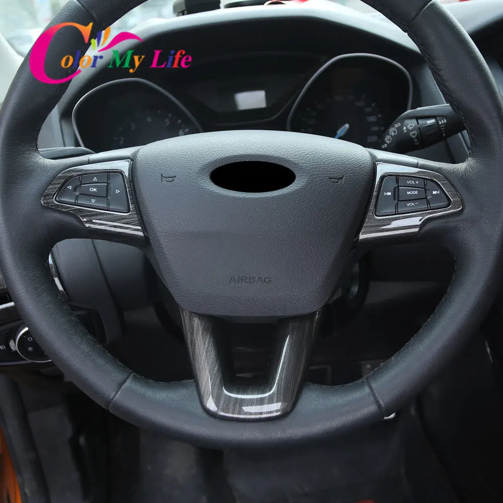 ABS Steering Wheel Button Panel Decoration Trim Sticker for Ford Focus 3 MK3 2015 - 2018 Car Stickers Accessories