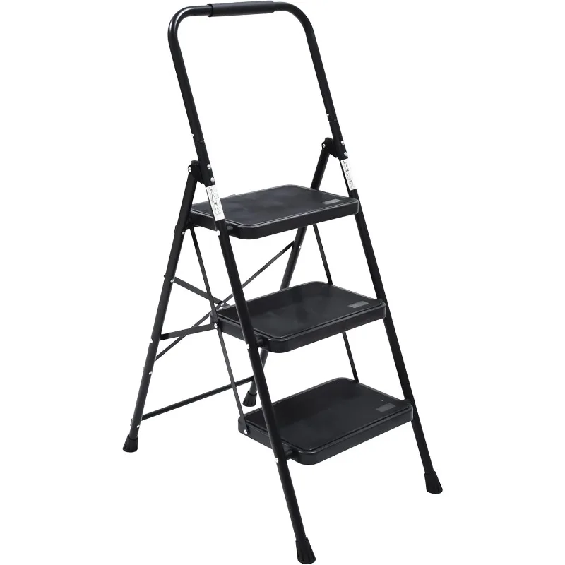 3 Step Ladder Folding Step Stool for Adults with Top Handrail 330 Lbs Capacity, Lightweight & Portable Step 3 Stool Ladders