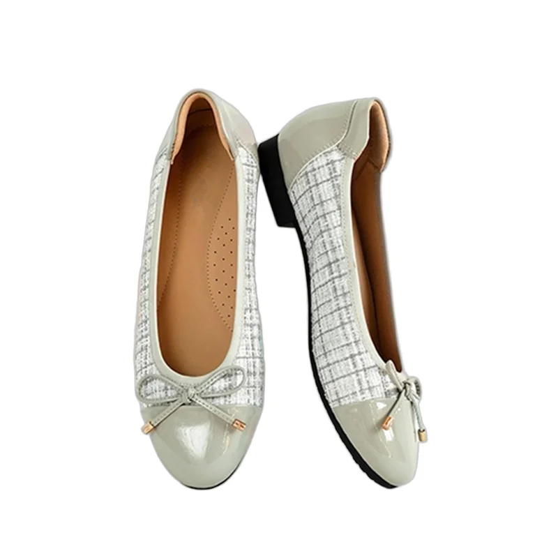 

Withered Minimalist Women's Shoes French Fashion Ladies Commuting Casual Cowhide Coarse Woolen Splicing Flat Shoes Loafers Shoes