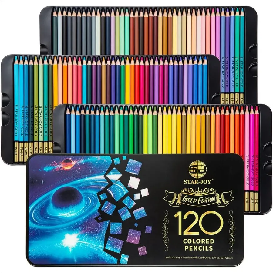 

Gold Edition 120 Colored Pencils for Adult Coloring Premier Color Pencils for Layering Shading Blending Holiday Gifts for Artis
