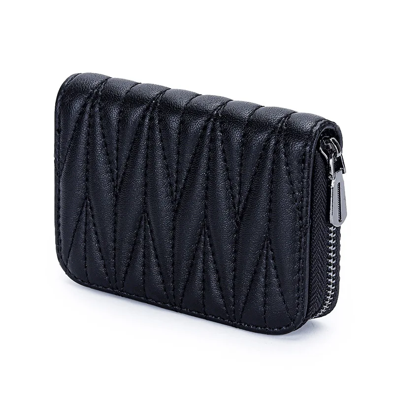 Luxury Woman Sheepskin Card Holder Zipper Small Change Wallet Women\'s Leather Coin Purse Short Organ ID Credit Card Wallets Bag