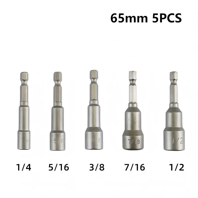 65 مللي متر المغناطيسي تأثير الجوز الإمبراطوري مفك المقبس متري الصف رأس المفك مثقاب الخشب 6.35 مللي متر عرافة عرقوب محول 1/4 "3/8" 1/2"