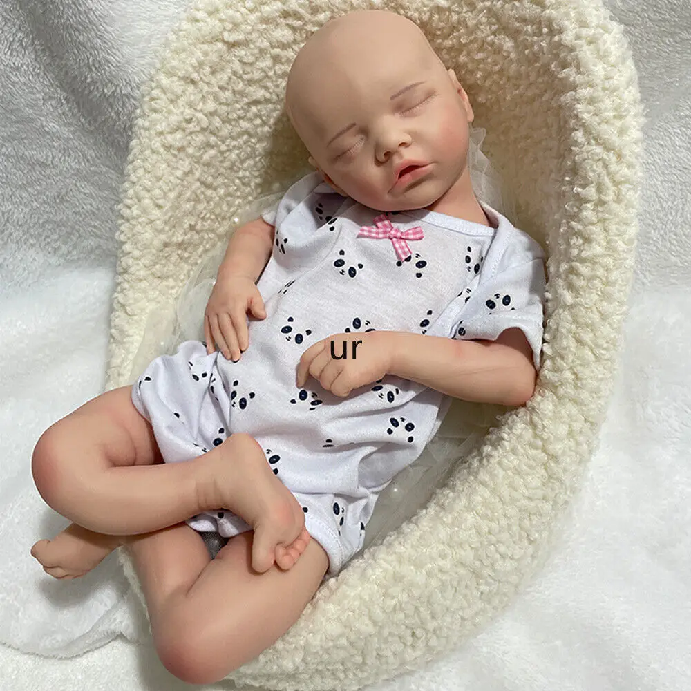 

17" Full Silicone Reborn Baby DIY Unpainteded Newborn Girl Rebirth Doll Collection Christmas Gifts Toy Kits