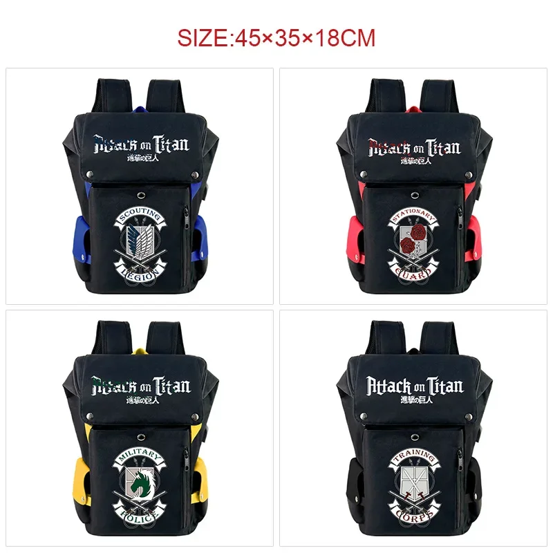 

Anime Backpack Attack On Titan Eren Mikasa Levi Student Cartoon Shoulders Bag Boys Girls Kids School Laptop Travel Backpacks