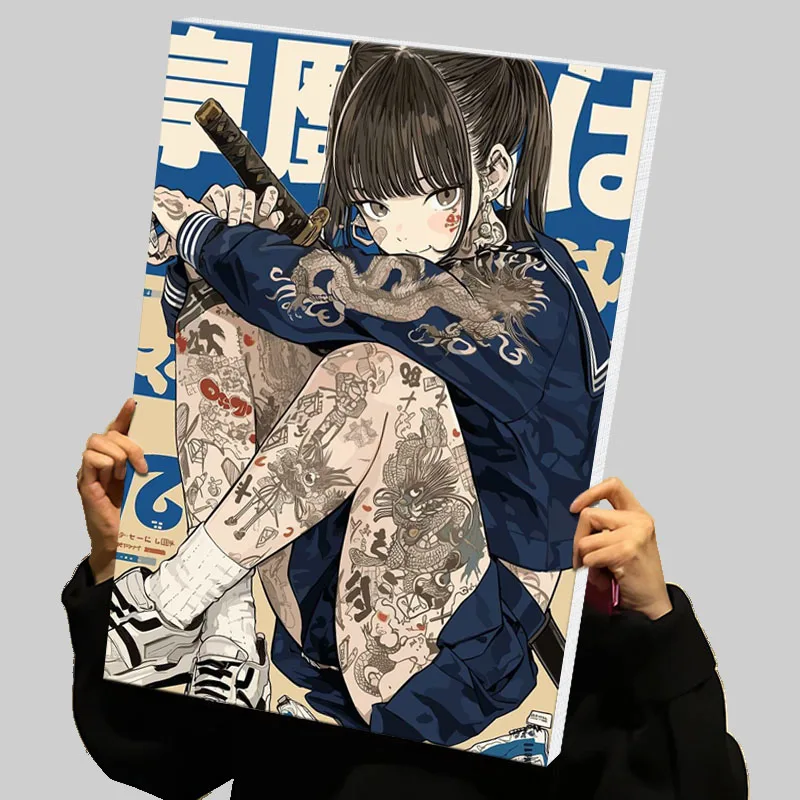 Japan School Prints Poster Custom Canvas Painting Wall Art Modern Abstract Canvases Decorative Paintings Gaming Room Decoration