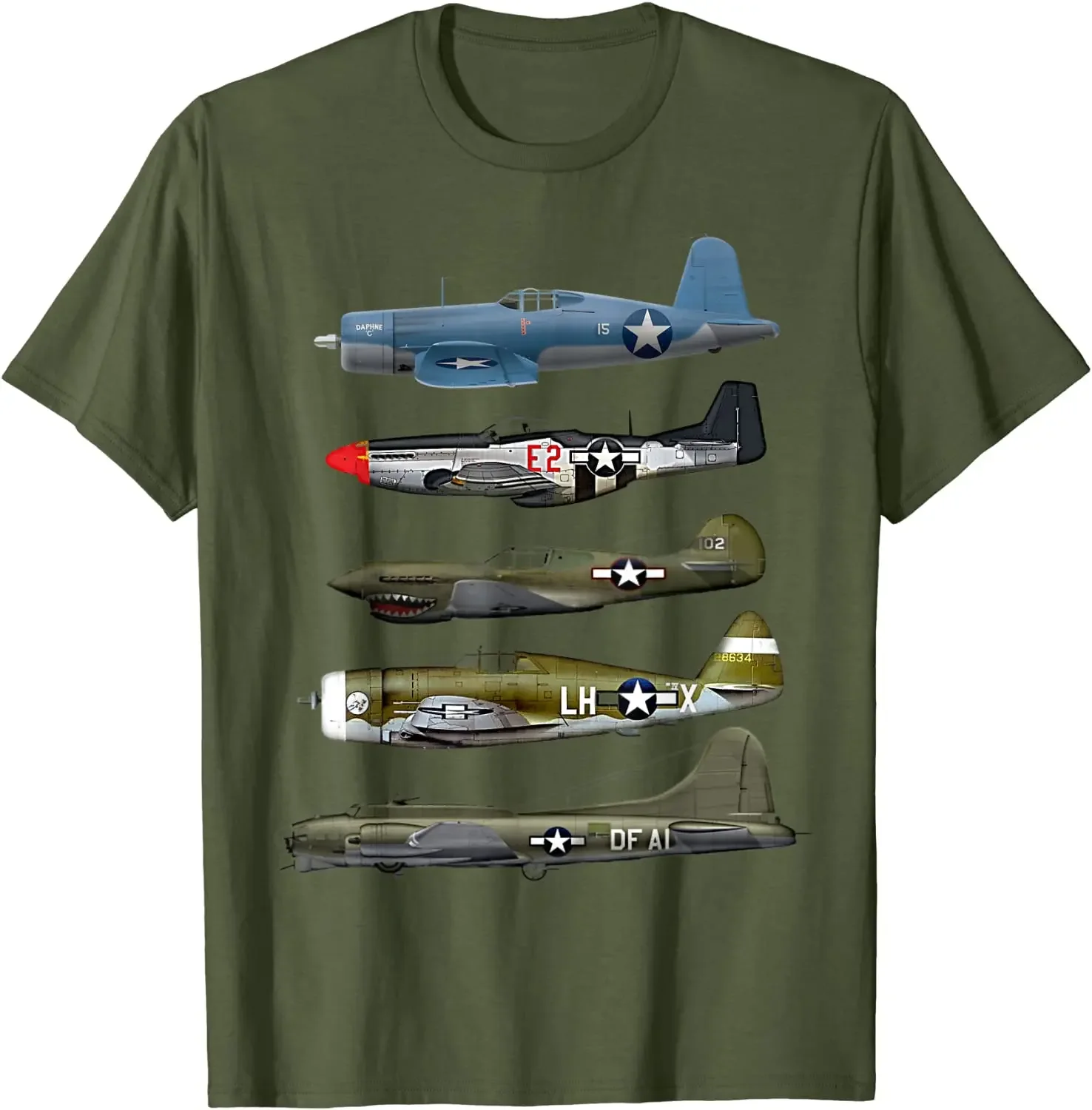 WW2 Warplane B-17 P51 Mustang F4U Corsair P40 Warhawk Gift Men T-Shirt Short Casual 100% Cotton Shirts