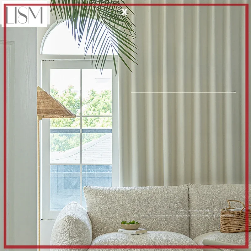 Cotton Linen Curtains For Living Room Bedroom Dining Thickened Blackout Jacquard Solid Color Luxury Modern Simple High Precision