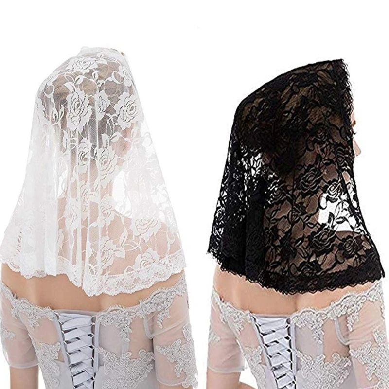 Lace Mantilla Catholic Veil Soft and Comfortable Spanish Style Exquisite Rose Head Covering for Women Girls