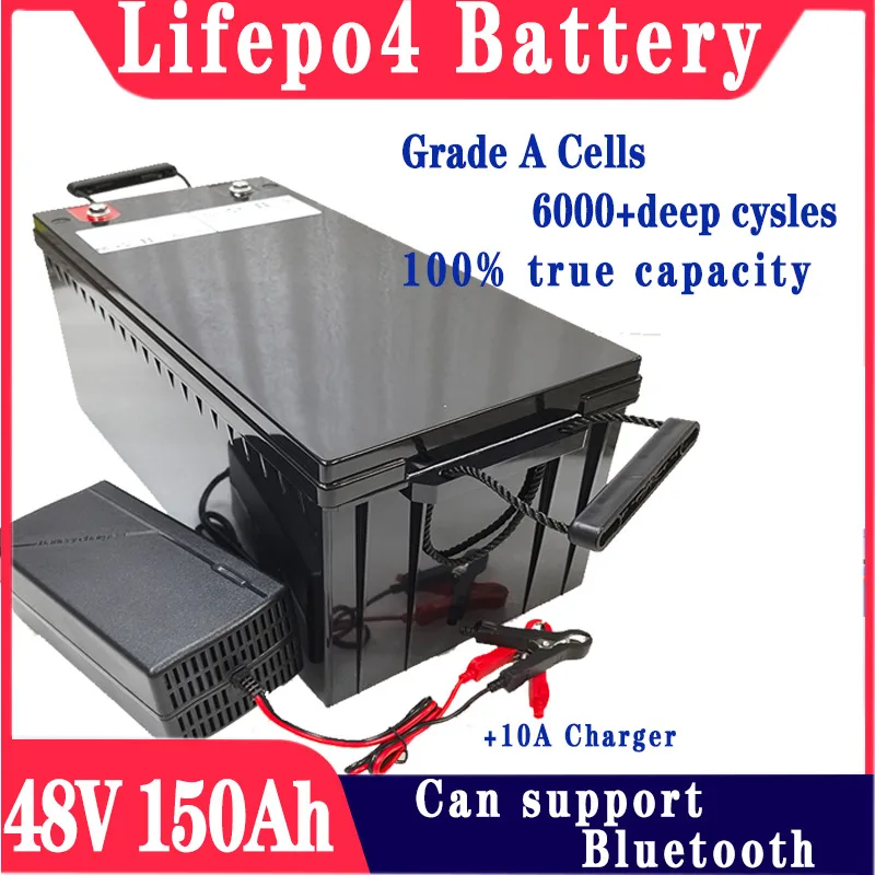 

lifepo4 lithium batterry with bluetooth APP for 5KW 10KW tricycle inverter Solar energy storage scooter + 10A charger 48v 100AH