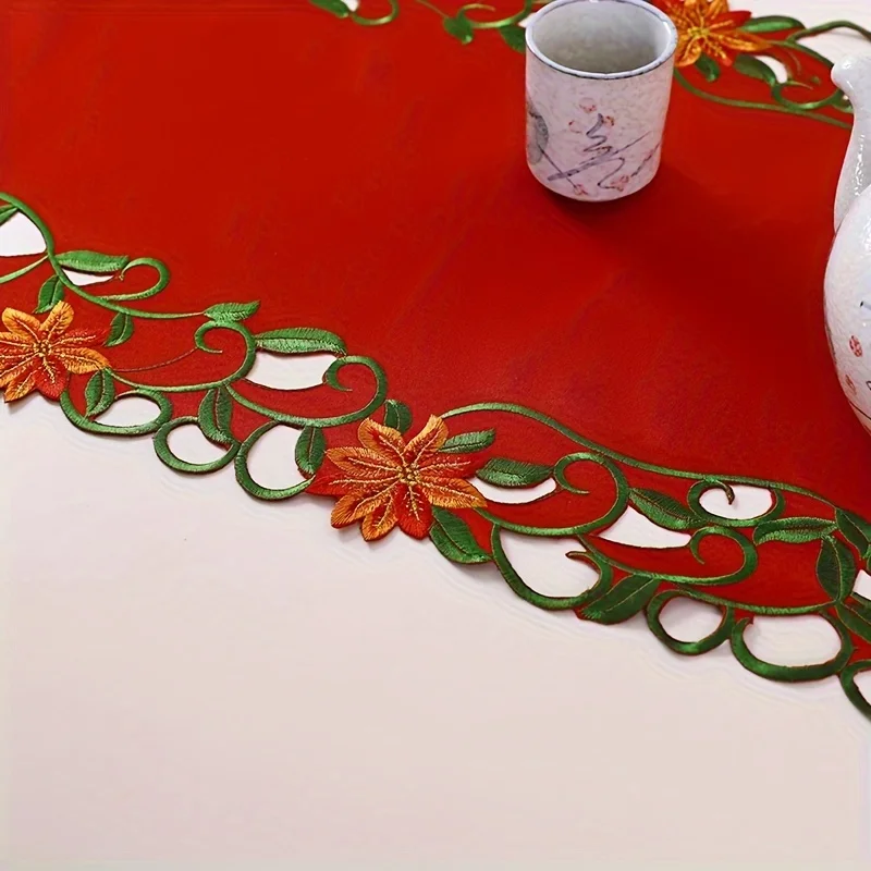 28x43CM/38x176CM Embroidered Christmas Printed Tablecloths Party Picnic Retro Style Table Decoration Supplie Runners Linens