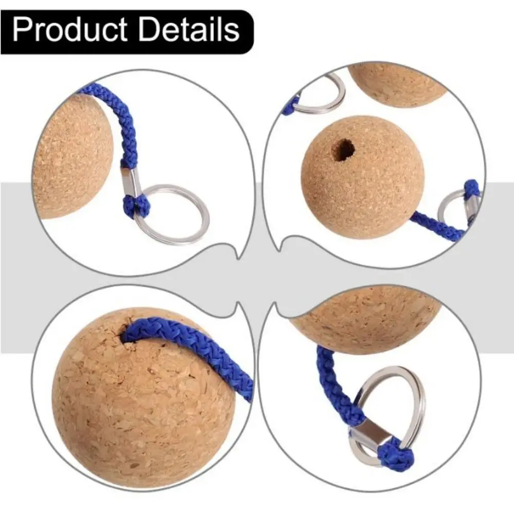 35mm Floating Cork Ball Key Ring Ultraweight 7 Colors Sailing Boat Float Buoyant Rope Wooden Keychain Keyring Kayak Accessories