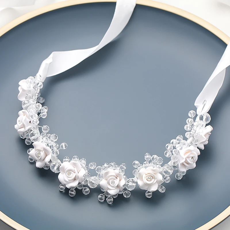 Wedding Crystal Flower Headband Tiara For Women Bride Queen Party Bridal Wedding Hair Accessories Jewelry Vine Band Headband