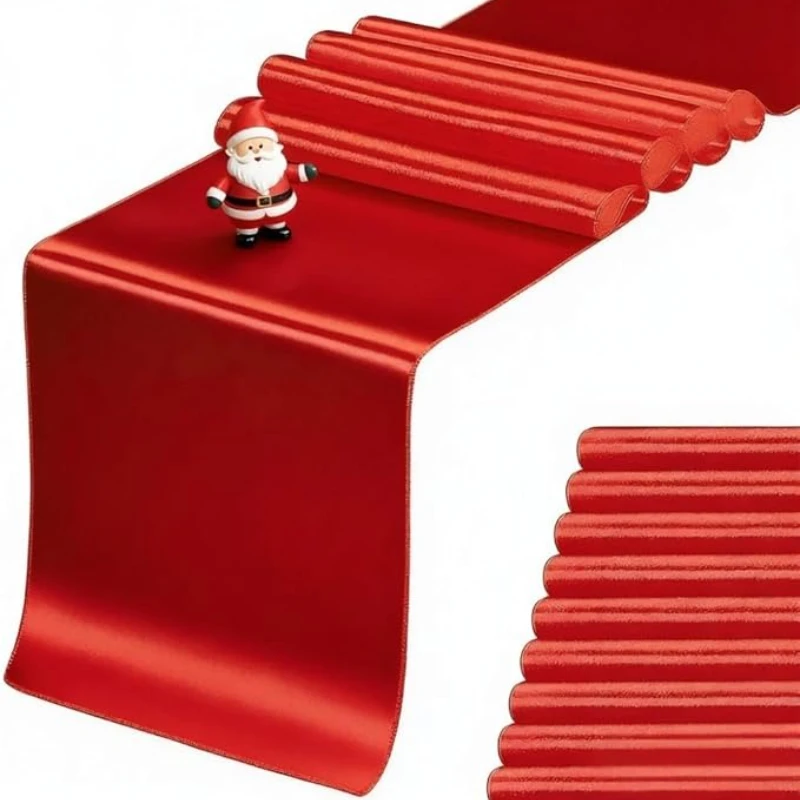 

4/6/10PCS Satin Silk Table Runner Red 12 X 108 Inch Long Table Runner for Wedding Banquet Graduations Birthday Party Decoration