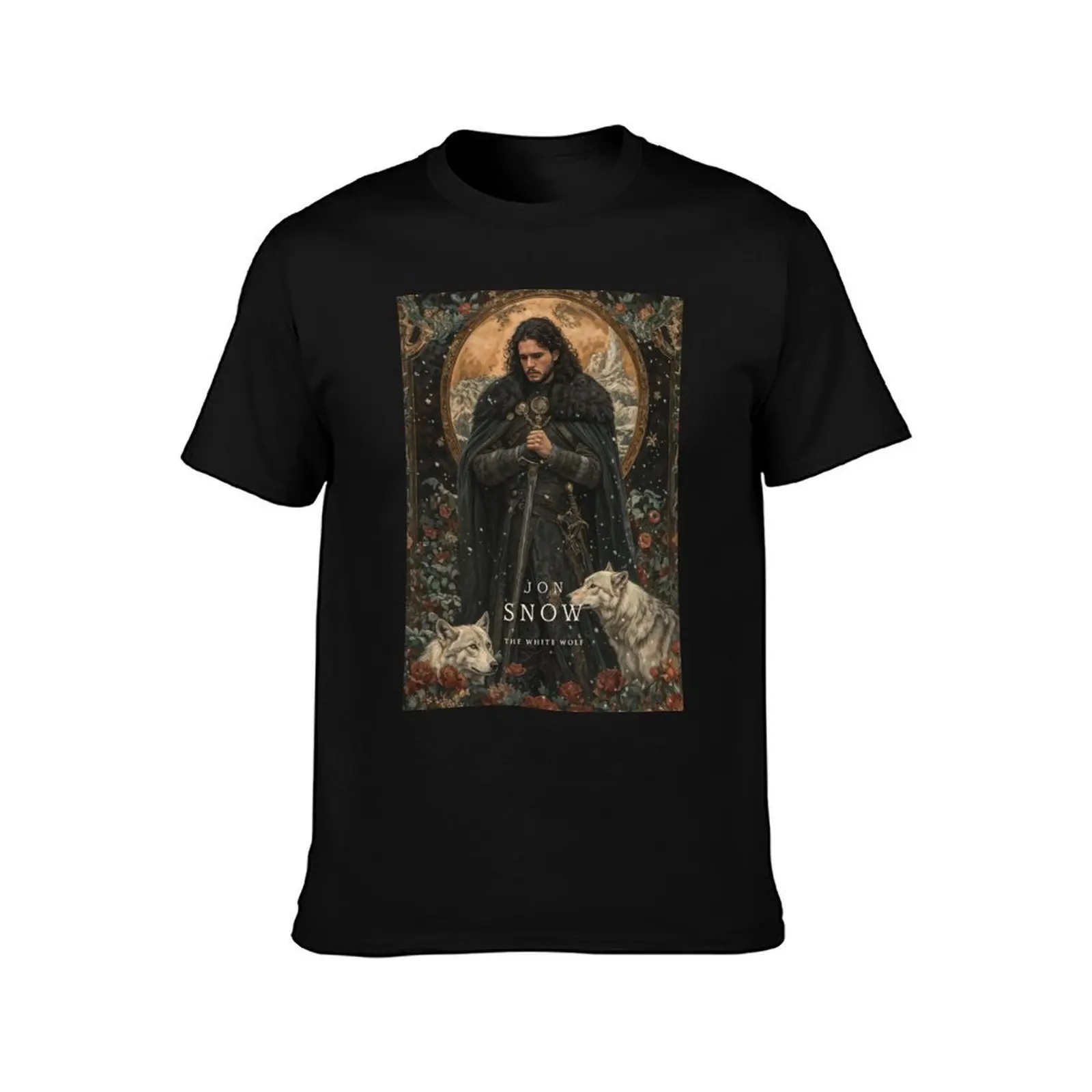 Jon Snow Illustration The White Wolf - The White Wolf T-Shirt men t shirt cotton 100% funny t shirts dark humor T-Shirt