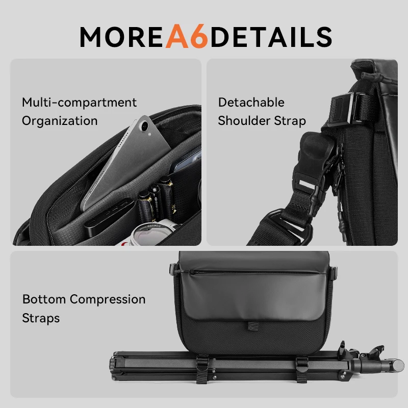 ReeYee A6 6L Large Sling Bag, Durable Cordura Waterproof Crossbody Pack, Smart Organization Anti-Theft Shoulder Bag
