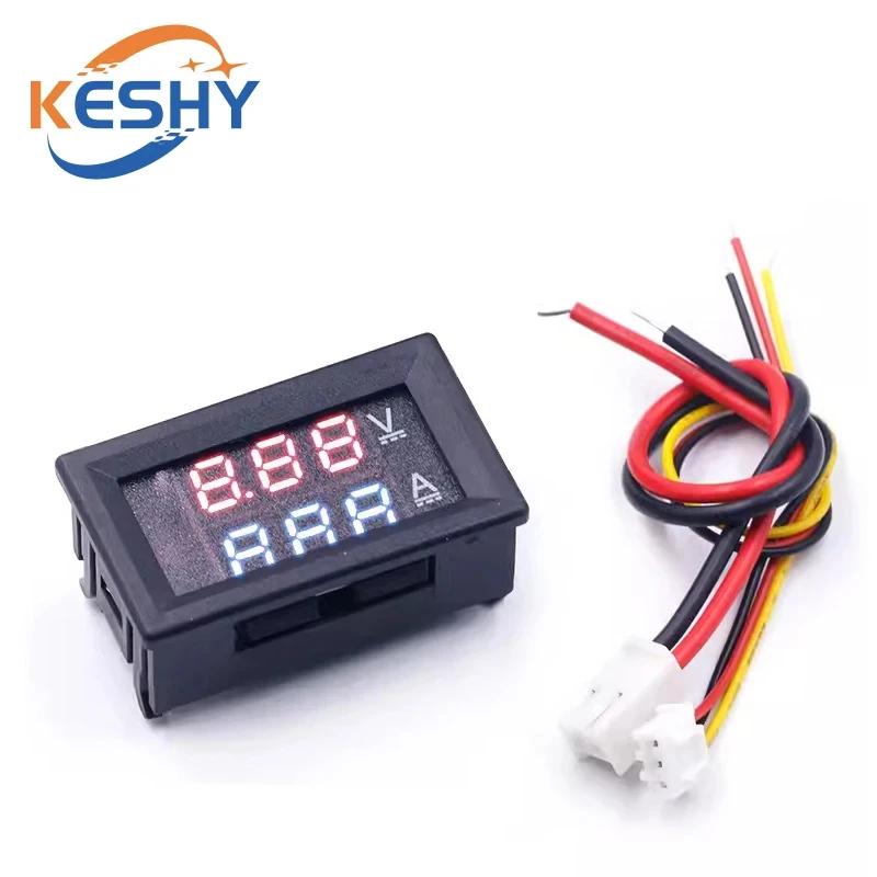 DC 0-100V 1A 10A 50A 100A 0.28" Digital Voltmeter Ammeter Dual Display Voltage Detector Current Meter Panel Red Blue LED - Image 4