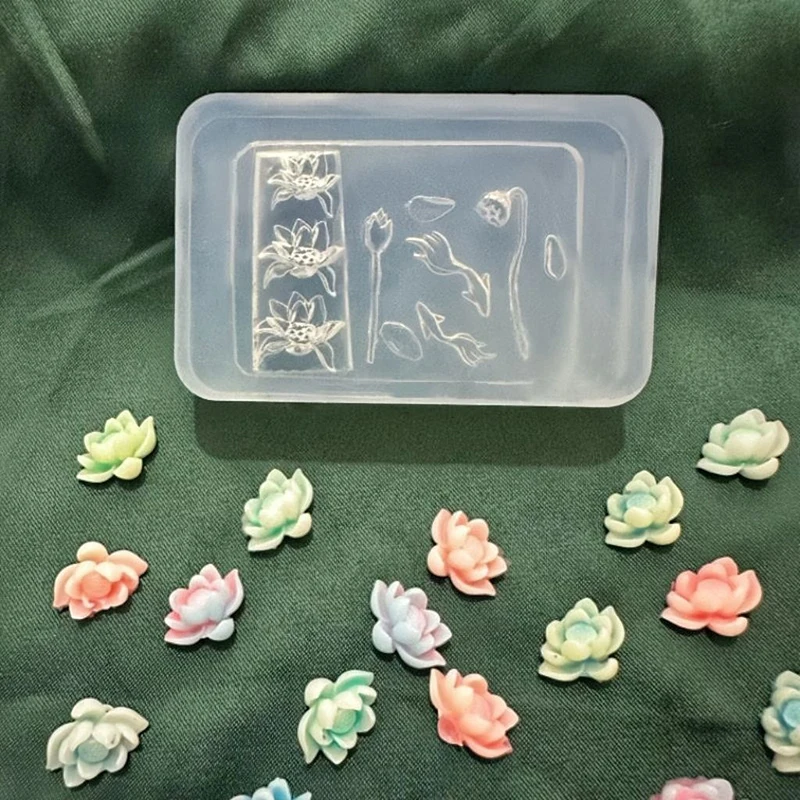 

Flowers Series Embossed 3D Curved Nail Mold Lotus Flower Goldfish Diy High Transparent Nail Templates Nail Mold Art Decoration