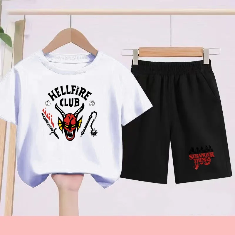 

Children's Casual SportswearT-shirt +shorts - Black and White Pure T - Suitable for Boys and Girls Aged3 To13 Years Old as a Set