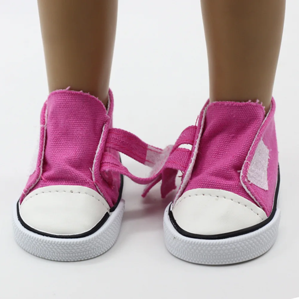 American Doll Shoes 7CM Canvas Shoes Fit for 18 Inch Girl Dolls Mini Fashions Shoes for 43cm Baby New Born&OG Girl Doll