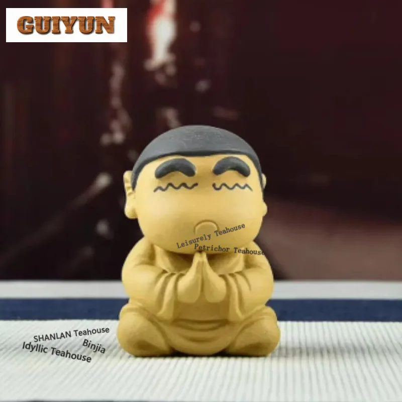 Yixing Purple Clay Cartoon Figure Tea Pet Boutique Flowerpot Landscaping Tea Figurine Play Toys Tea Statue Ornaments Decoration