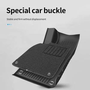 テスラモデル用の6PCSフロアマットy highlad3二重層3d tpe menisカーペットベルベット防水洗える2層カーフロアパッド 12ベストセールスカーラグ-6