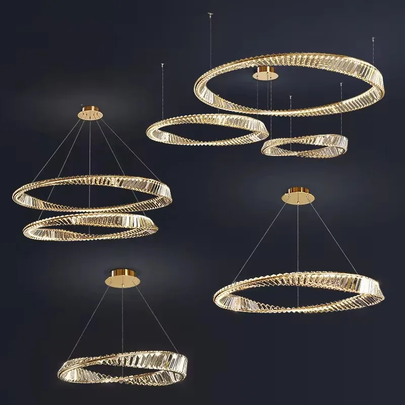 Italian Luxury Crystal Ceiling Lamp Modern Master Bedroom 2026 New Creative Ring Dining Living Room Led Light Luster Chandelier