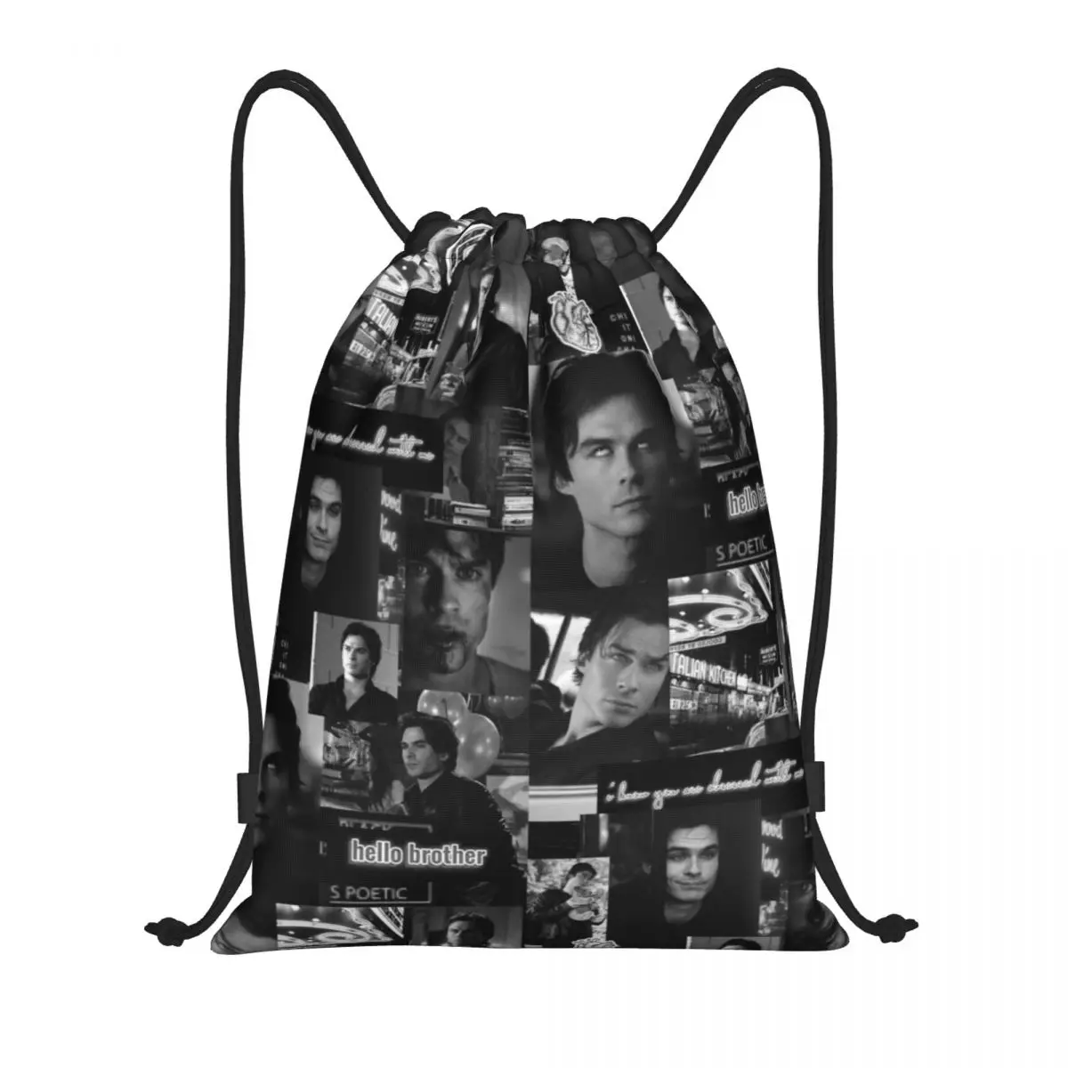 Damon Salvatore The Vampire Diaries Drawstring Bags Men Women Foldable Gym Sports Sackpack Horror TV Show Shopping Backpacks