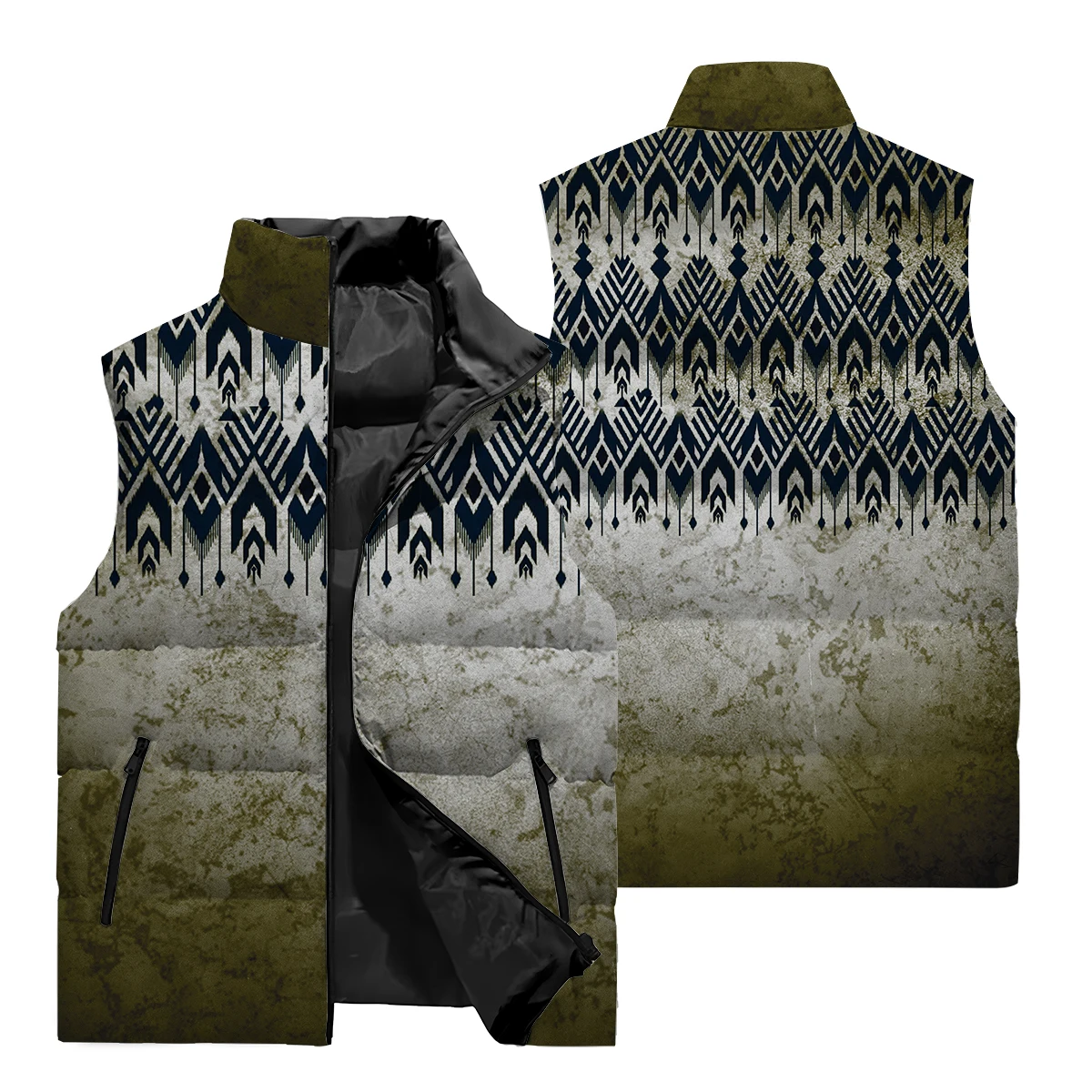 Waistcoat For Men Winter Stand-up Collar Trend Vest Vest For Men Thick Coat Warm Sleeveless Cotton-padded Gown