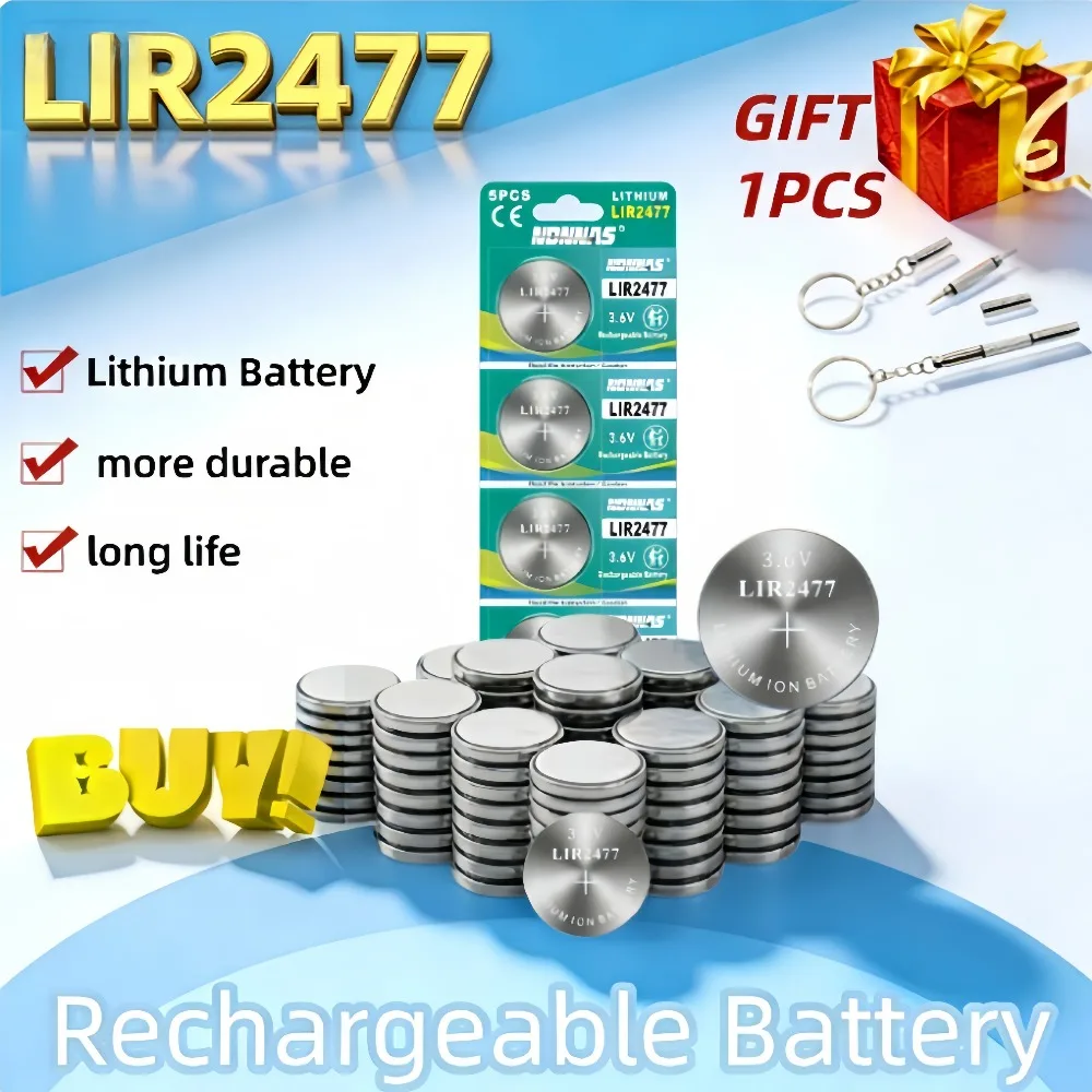

1-10PCS LIR2477 3.6V Lithium Button Cell 200mAh Rechargeable Battery Replace CR2477 for Tablet Calculator Watch