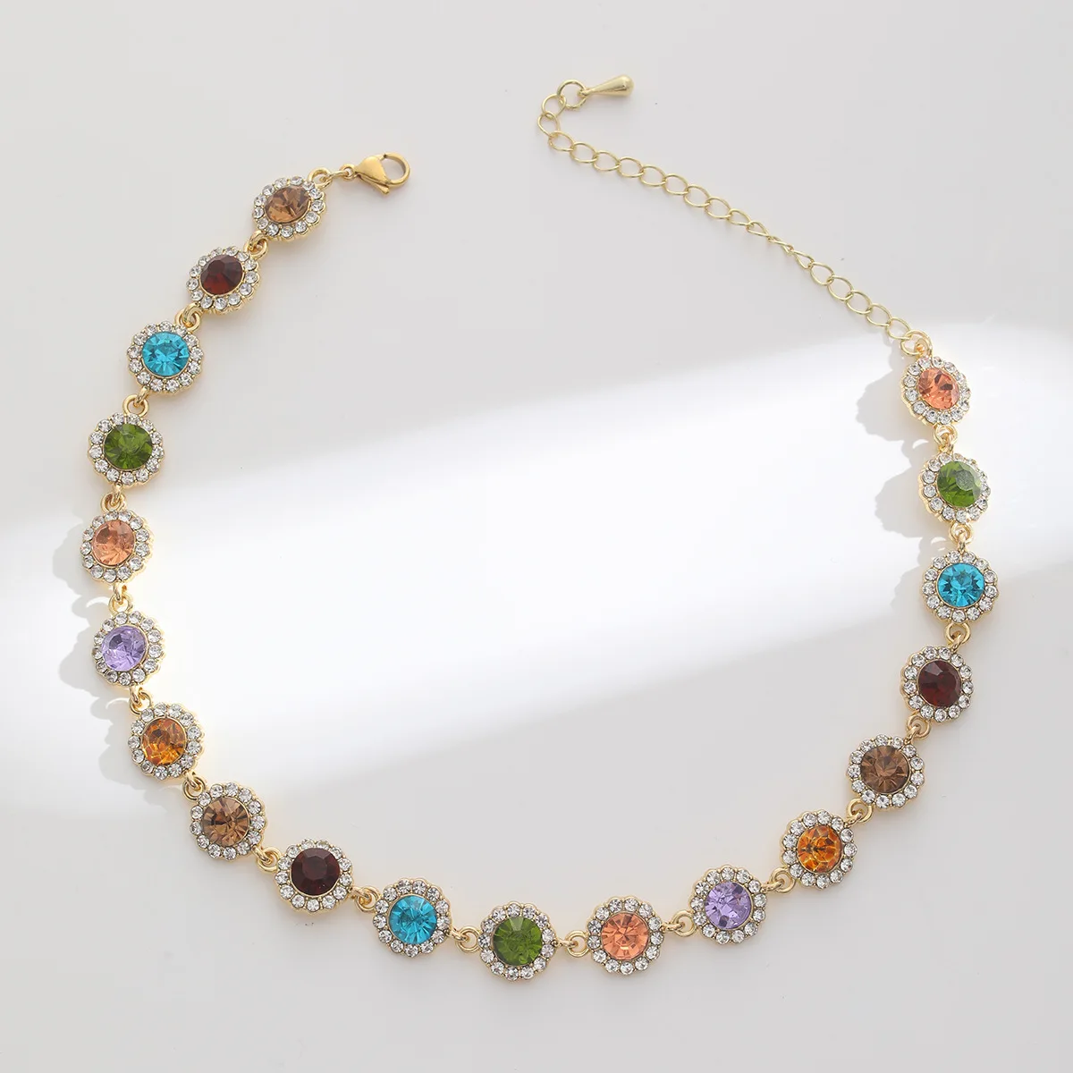 FEEHOW New Bohemian Rainbow Crystal Necklace Luxury Elegant Jewelry Fashion Exquisite Design Christmas Gift 2024