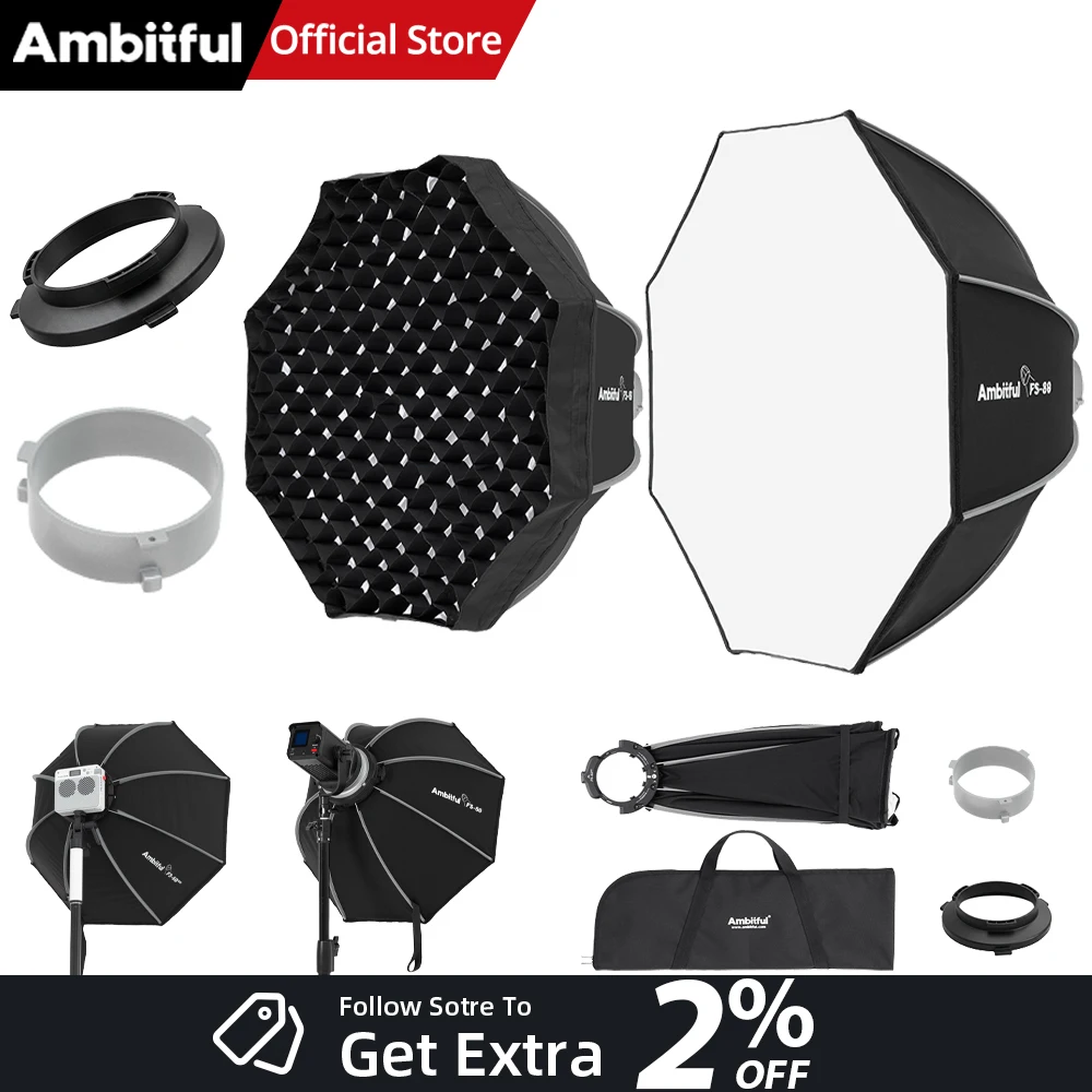 

AMBITFUL FS PRO Series Bowens / GODOX Mount Softbox Quick-Setup Octagon Softbox For Godox Aputure Sokani Studio LED Video Light